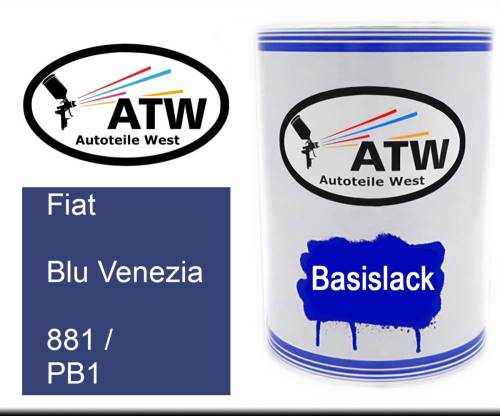 Fiat, Blu Venezia, 881 / PB1: 500ml Lackdose, von ATW Autoteile West.